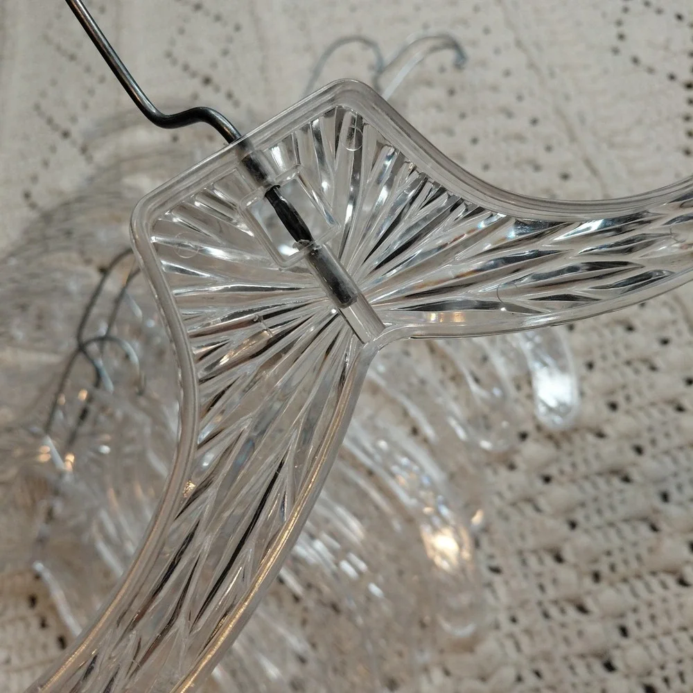Vtg Lot 14 MCM Clear Plastic Ice Crystal Star Burst Prism Clothes Hangers‎ Retro